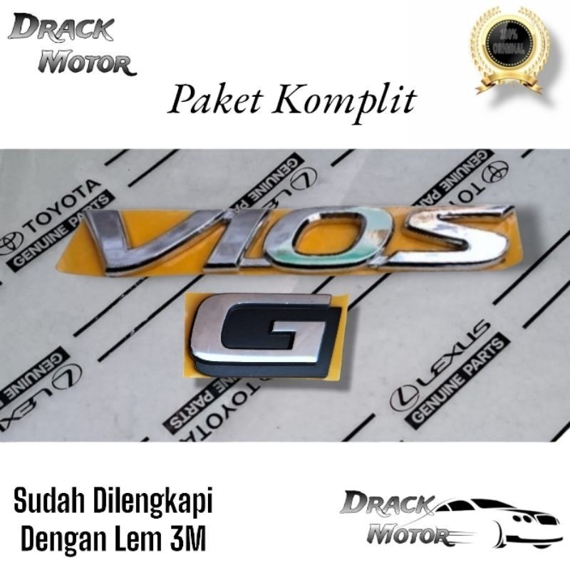 Emblem Tulisan Vios Tipe G Chrome Original Bagasi Belakang Toyota Vios