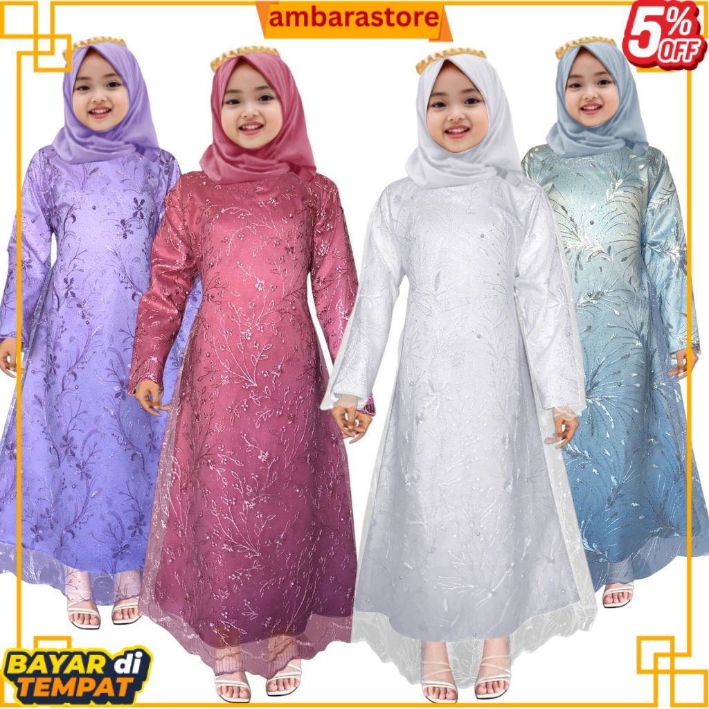 READY Baju gamis anak Syari tile mutiara 3-8tahun / baju gamis anak perempuan / baju gamis anak keki