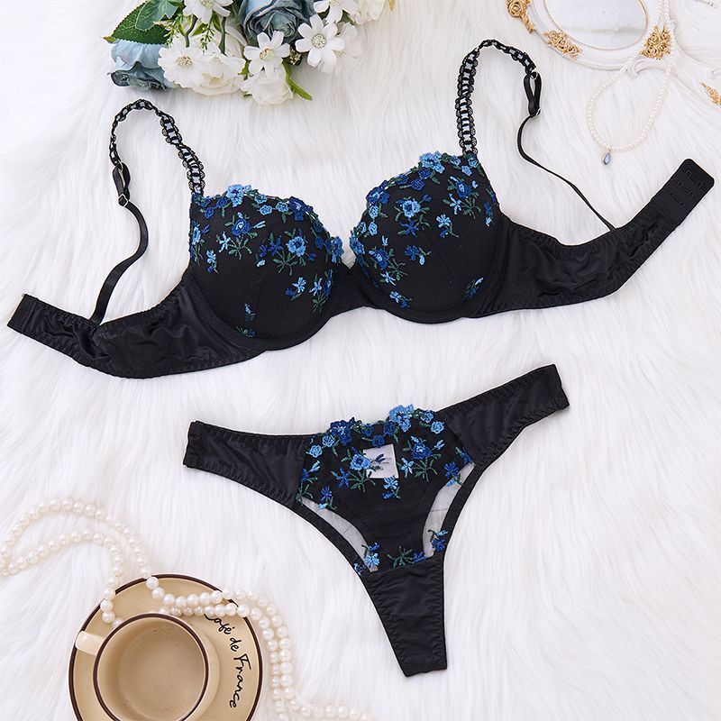 LadyAllure COD Bra Lace Tipis Dengan Motif Bunga & Sulaman &Tule Transparan - Push Up Dengan Kawat