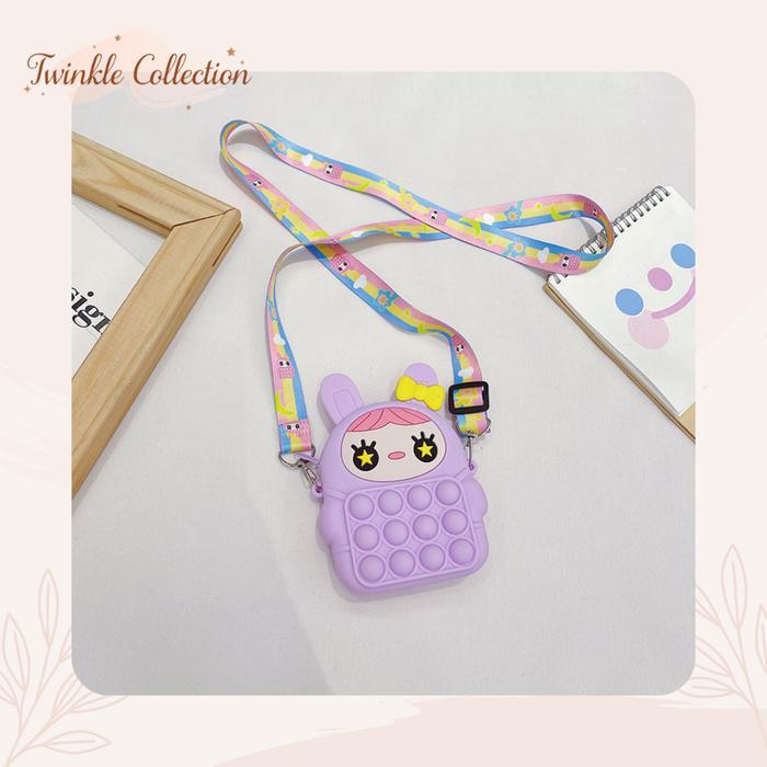 Tas Selempang Pop It Anak Perempuan Motif Girl Dompet Koin Silicon - Ungu