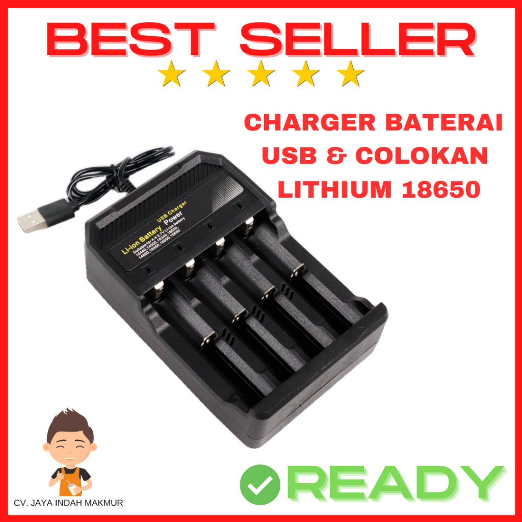 Moci Ofc - Charger Baterai USB Lithium 18650  Colokan Vape 2A 4.2v Fast Charging Taffware Battery