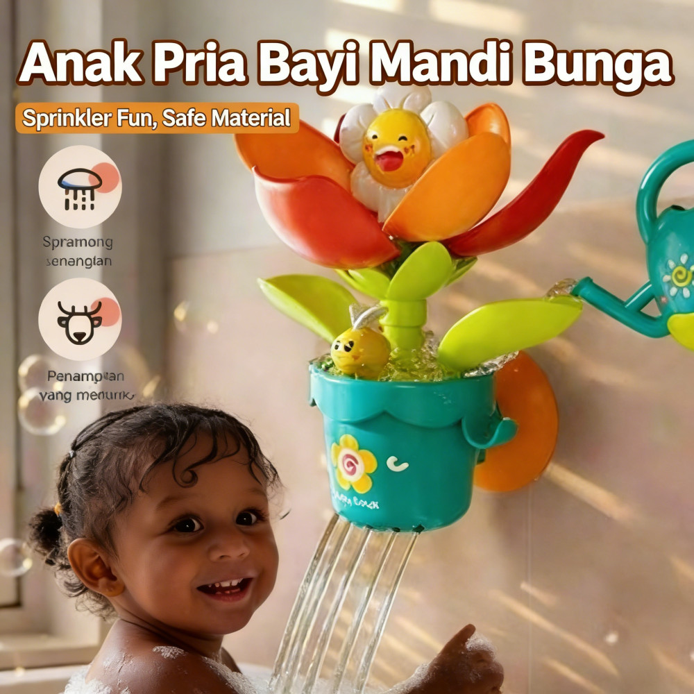 Bayi Pria Anak Mainan Bunga, Mandi Mandi Anak Main, Bunga Mandi Mainan Air, Bunga Mandi Anak Penyira