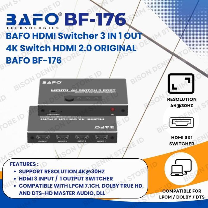 BAFO HDMI Switcher 3 IN 1 OUT BF-176 / Switcher 5 IN 1 OUT BF-178 4K Switch HDMI 2.0 ORIGINAL BAFO -