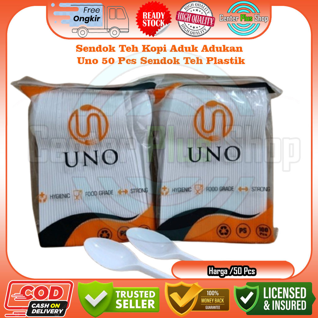 Sendok Kopi Aduk Adukan Uno 50 Pcs Sendok Teh Plastik Eskrim Bening Putih Susu Transparan Puding Cak