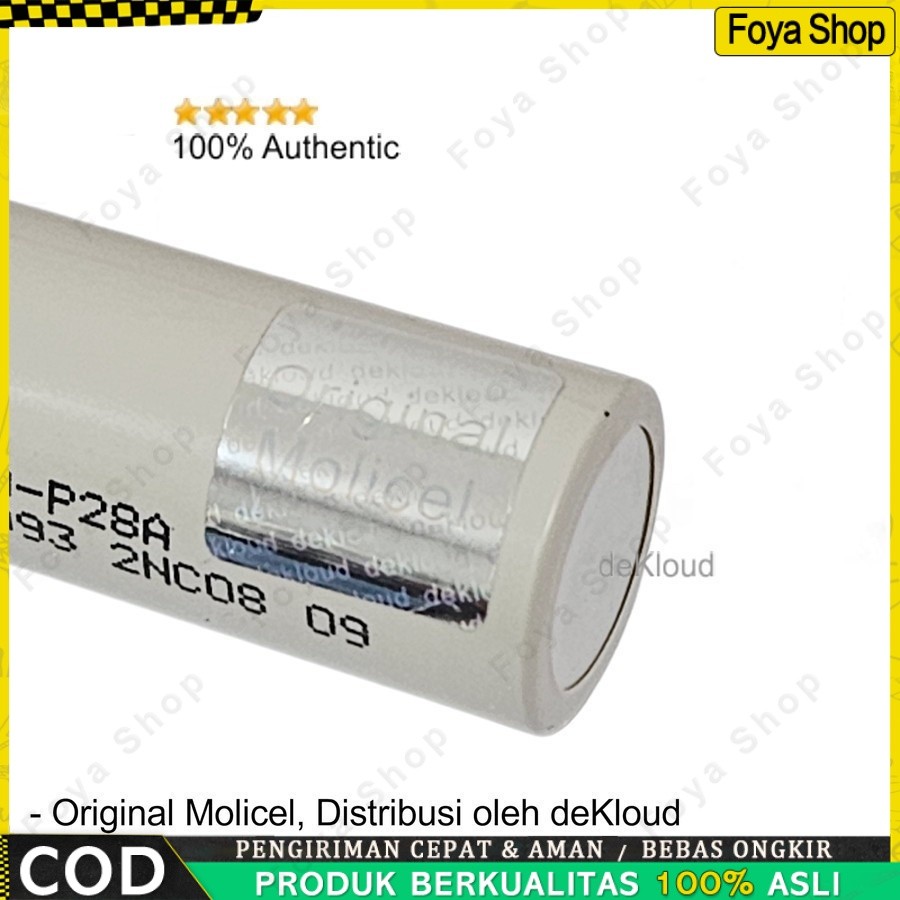 Authentic MOLICEL P28A 18650 Battery | baterai batre batere original