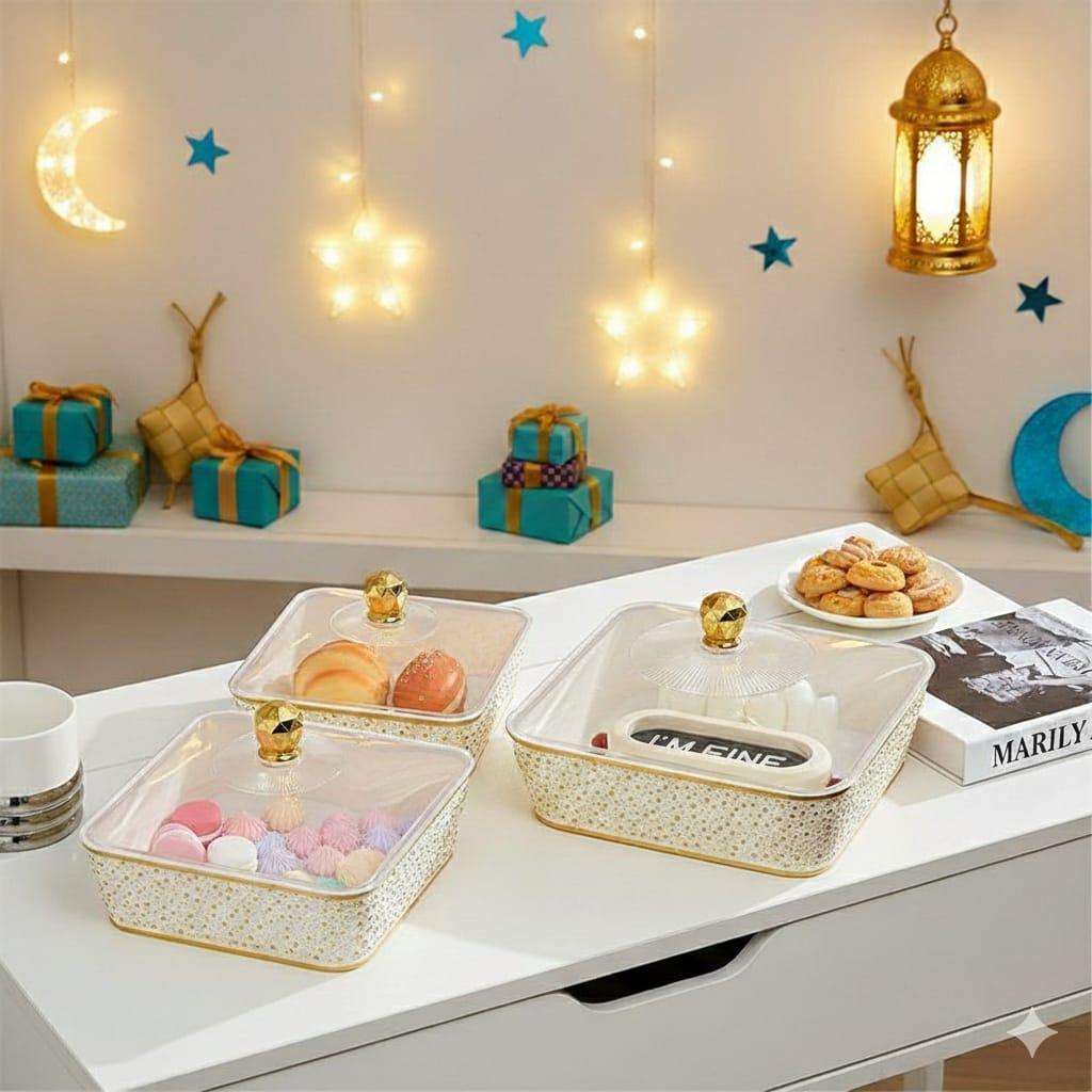 Surprice NORY Set Nampan / Nampan Panjang Kotak dan Bulat / Nampan Motif Aesthetic