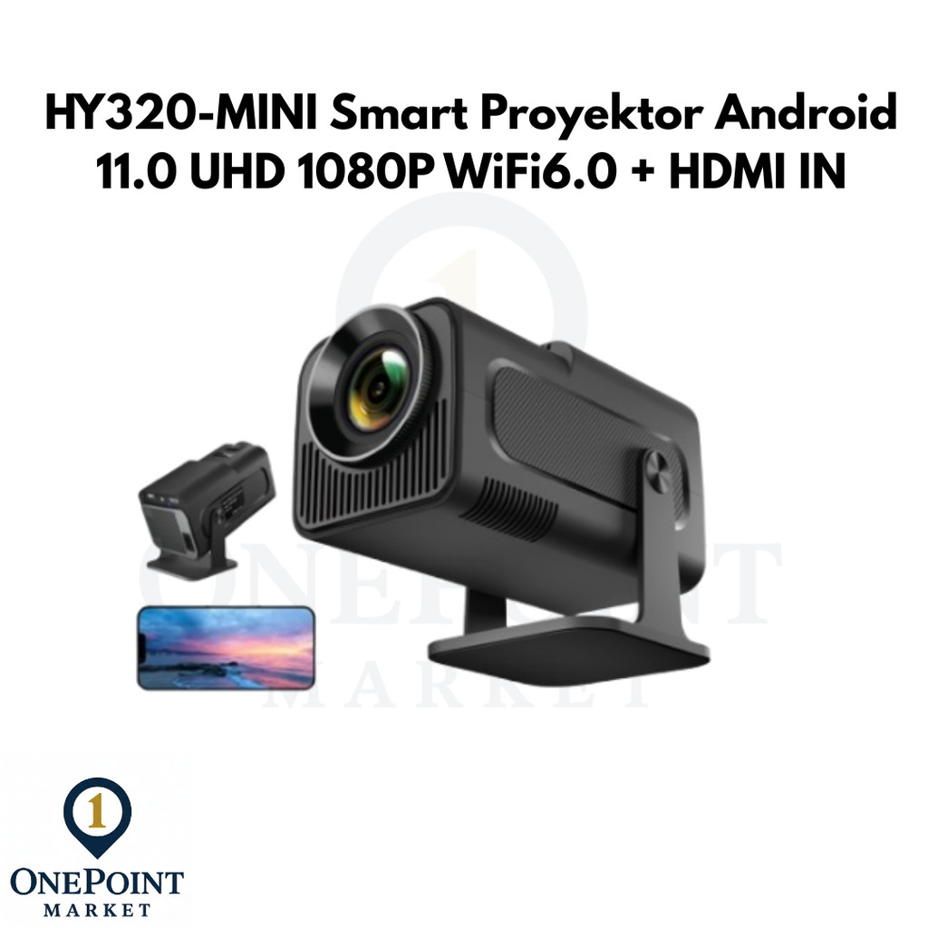 HY320-MINI Smart Proyektor Android 11.0 UHD 1080P WiFi6.0 + HDMI IN