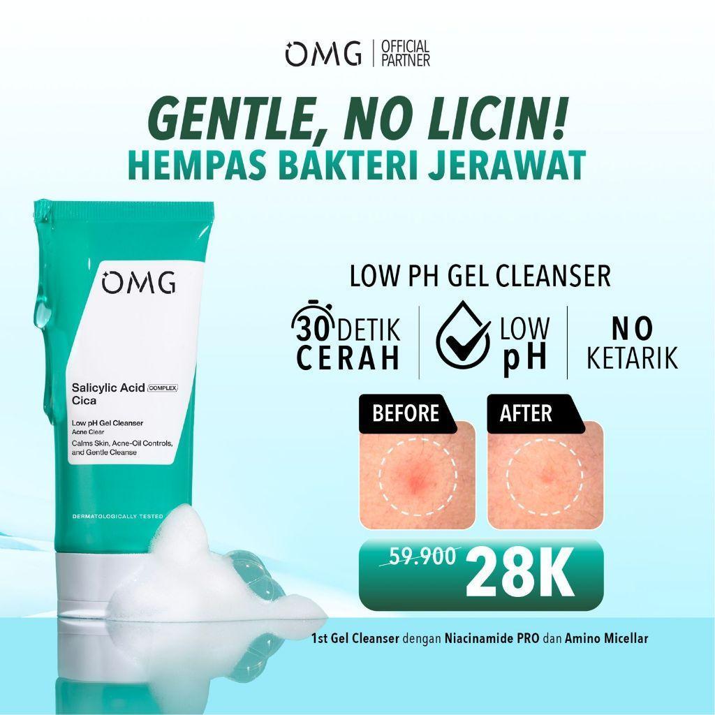 NEW OMG OH MY GLOW Salicylic Acid Cica Low pH Gel Cleanser 70 ml - Face Wash - Sabun Muka Acne, Meng