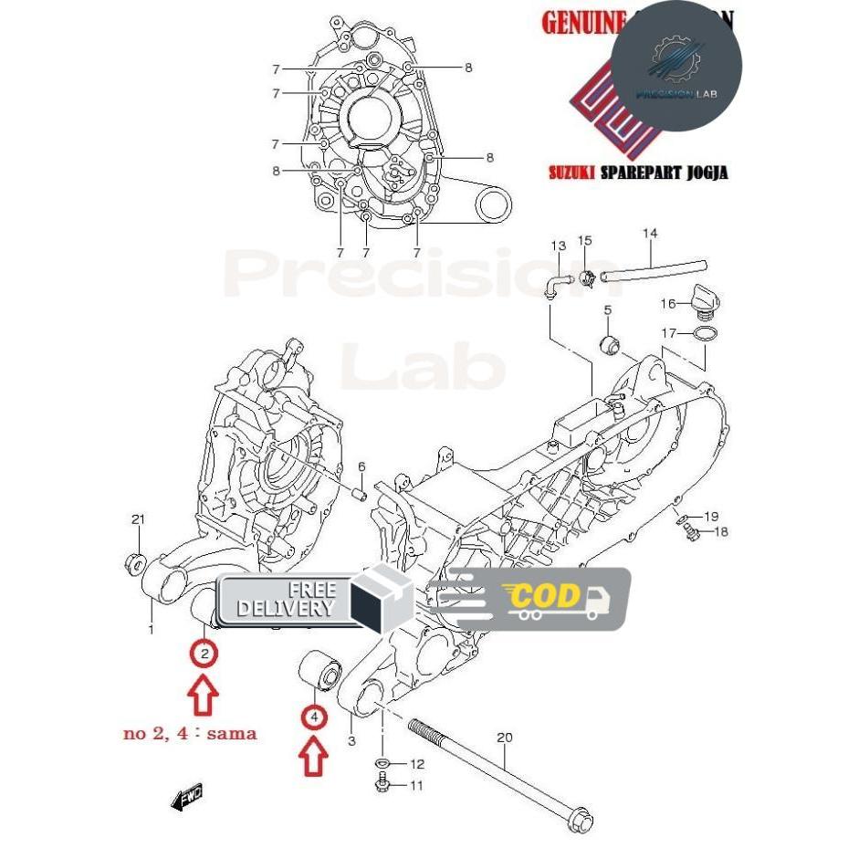 P.Lab- 11315B46G00N000 Bush Engine Mounting Suzuki Skywave 125 Ori