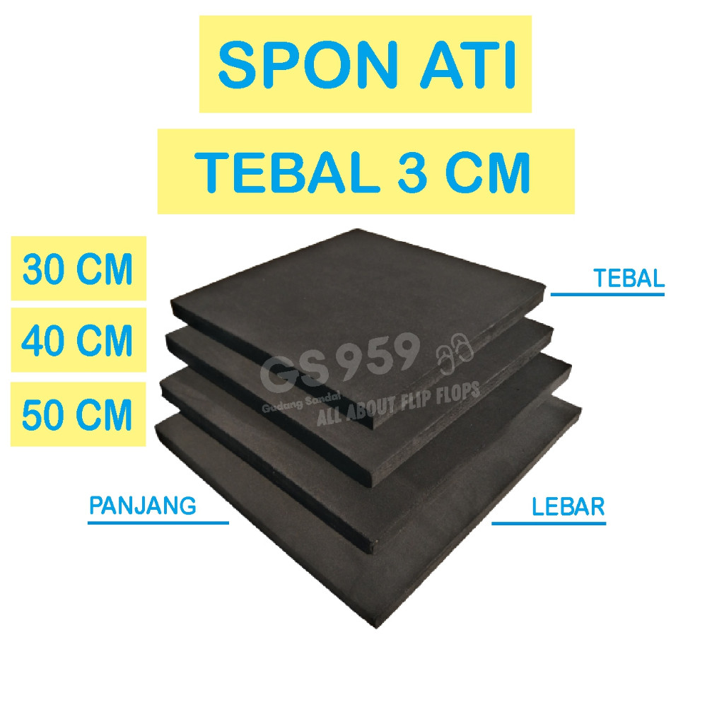 SPON ATI / BUSA ATI / SPON EVA TEBAL 3 CM WARNA HITAM BENTUK PERSEGI