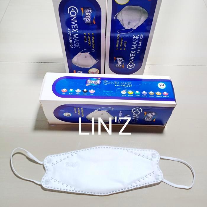 Masker sensi 4 ply 4ply convex ( cembung )isi 20 - Putih