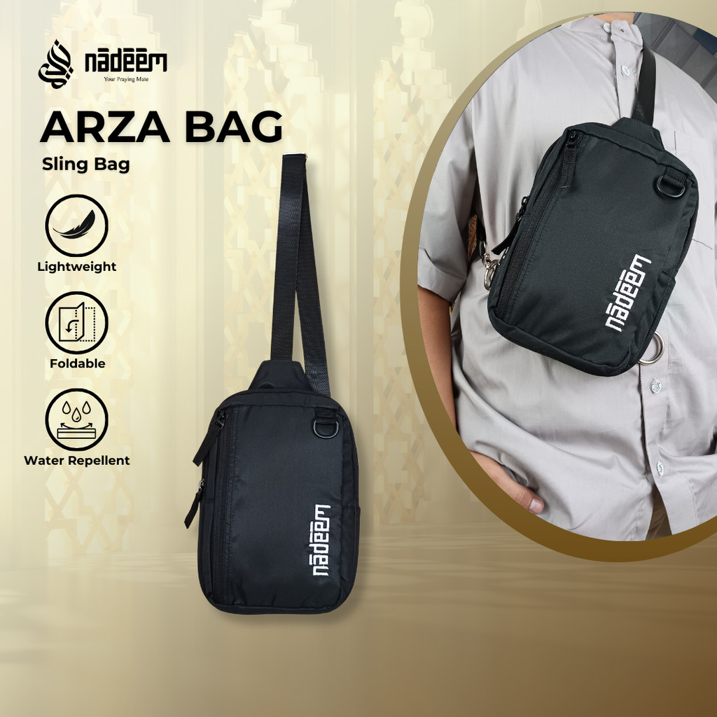 Nadeem -  Sling Arza Bag Pria Tas Passport Selempang Dada Crossbody 2in1 Travel Haji Umroh Adjustabl