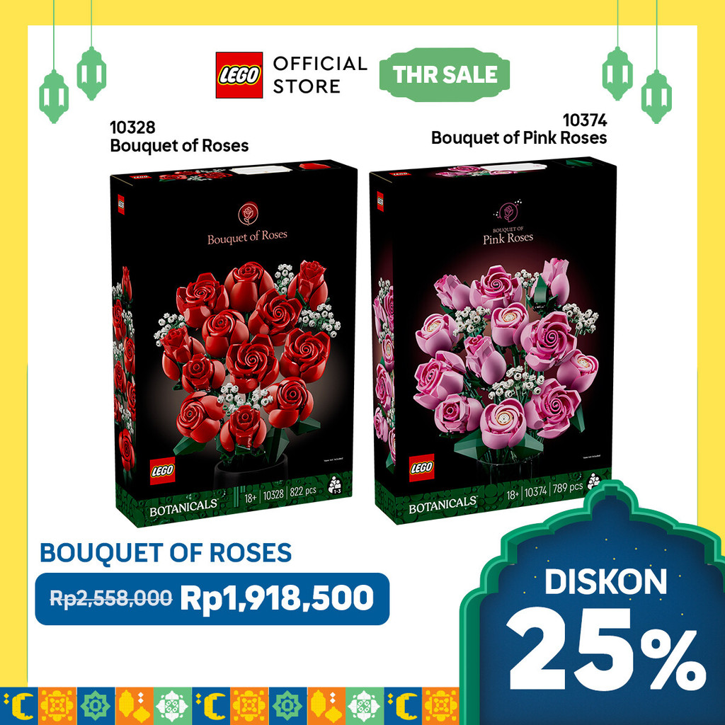 LEGO Roses Bouquet Bundle - LEGO Botanicals 10328 Bouquet of Roses + LEGO Botanicals 10374 Bouquet o