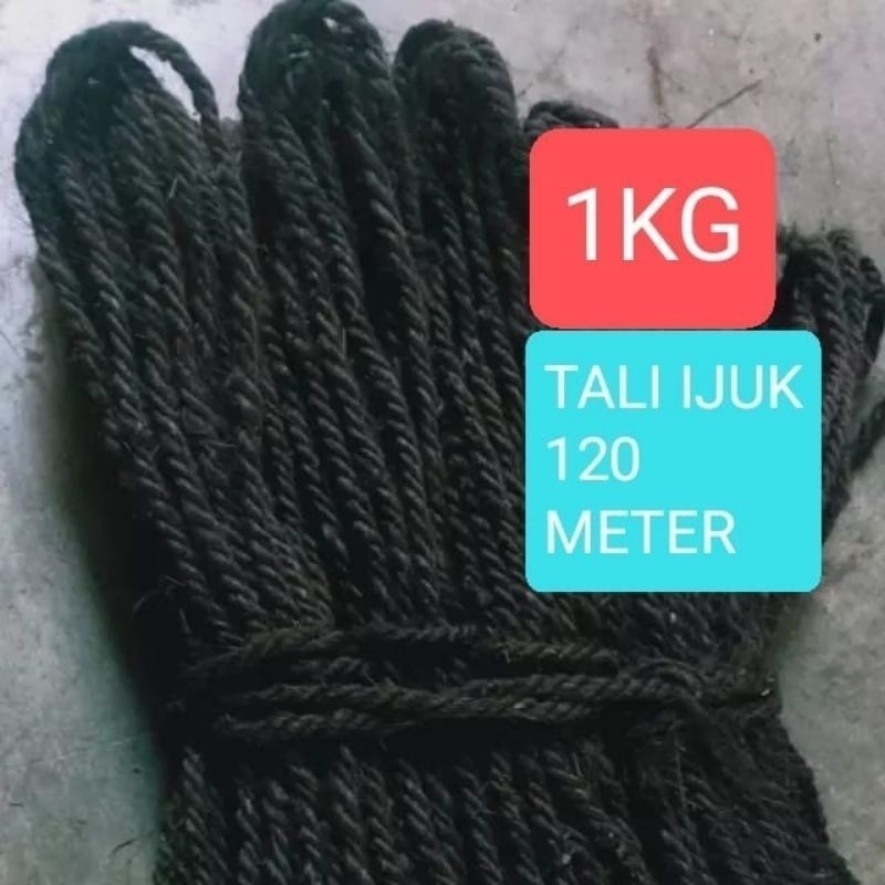 HEMAT.. 1 KG 120 Meter Tali Ijuk Hitam Super Halus Tali Pengikat Rumah Bambu Gazebo Tali Ikat Anggre