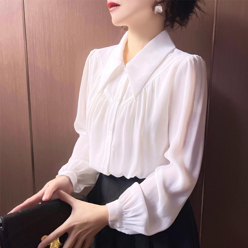 Kemeja putih wanita berkualitas tinggi Lapisan dalam atas: kemeja sifon