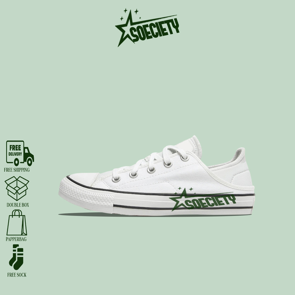 Sepatu Sneakers Converse Chuck Taylor All Star Crush Heel OX White BNIB Unisex