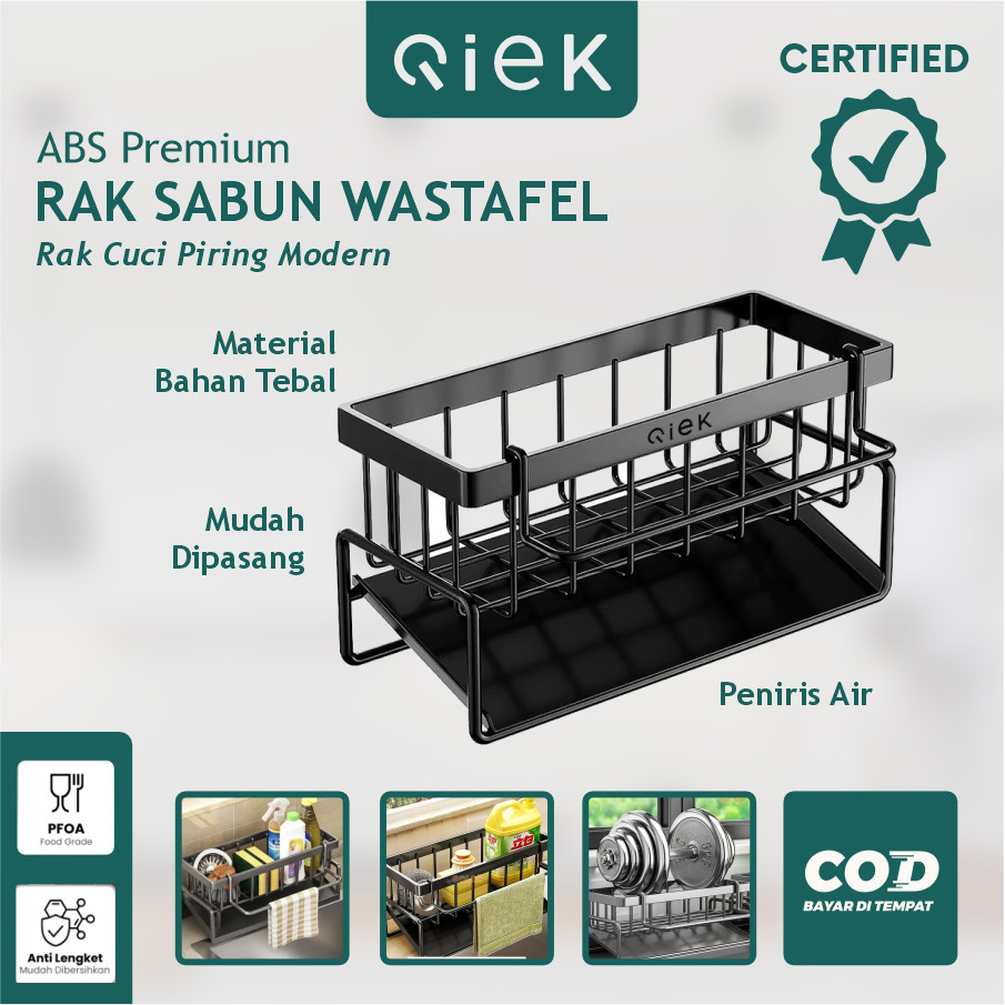 Qiek Rak Cuci Piring Wastafel Rak Spons Cuci Piring Rak Wastafel Cuci Piring Tempat Spons Cuci Pirin