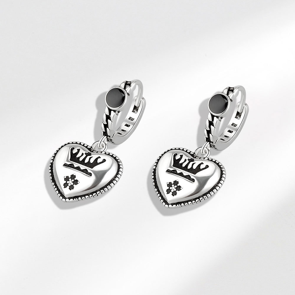 Anting Cinta Perak Thailand Edisi Korea Wanita 925 Sterling Silver Crown Ear Buckles Anting Pendek W