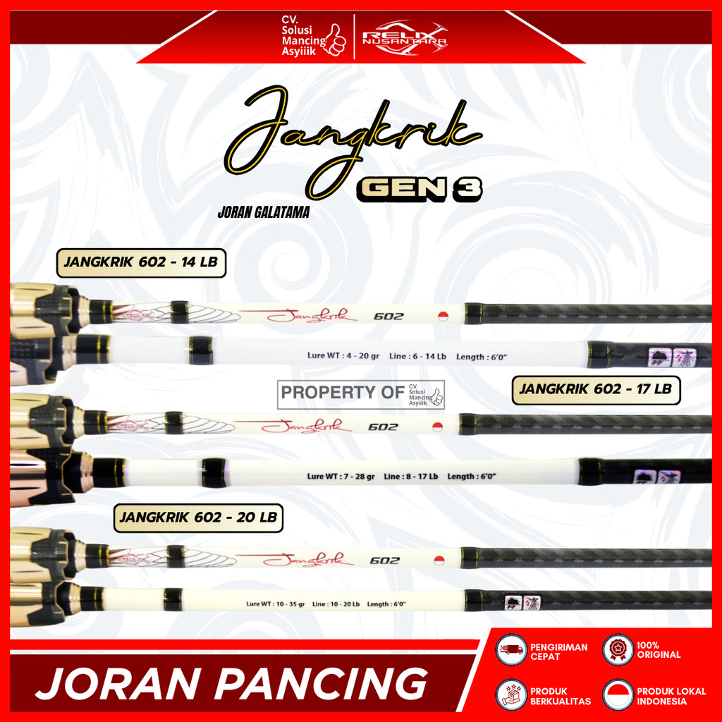 JORAN RELIX NUSANTARA JANGKRIK GEN 3 602 | MEDIUM LIGHT | 14 LB | 17 LB | 20 LB | RING GUIDE FUJI