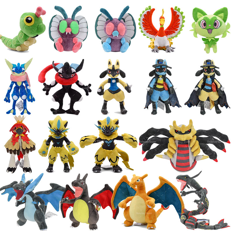 Hot Pokemon Plush Shiny arizard Lucario Butterfree Shiny Rayquaza Greninja Solgaleo Ho-Oh Anime Stuf