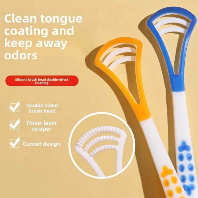 New in Tongue Coating Brush Tongue Scraper Removes Bad Breath Tongue Coating Cleaner Portable Cleani