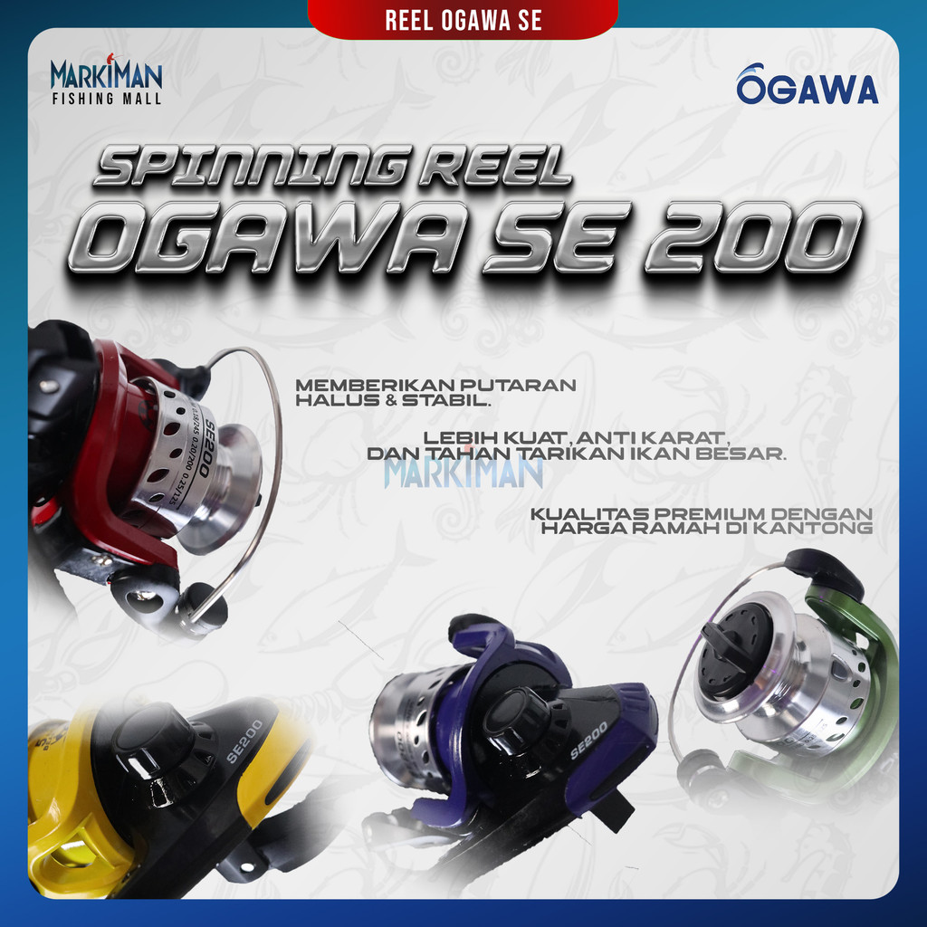 Reel Pancing Spinning Ogawa SE 200A Random Color | Aluminium Spool, 5 Ball Bearings, Ringan 176gr, B
