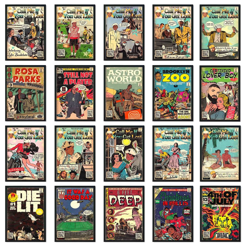 Norc Pop Tyler Poster Drake Jay-Z Singer Comic Music Album Vintage Canvas Print Decoration Wall Art 