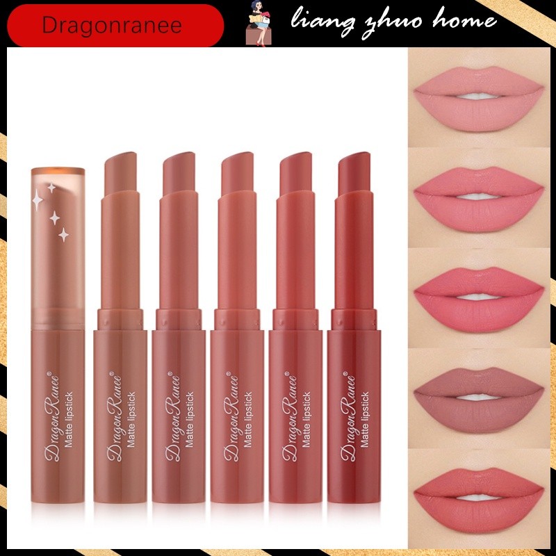 Dragon Ranee Fashion Fine Tube Lipstick Sexy Matte Woman Lip Makeup Non-stick Cup Silky Easy To Colo