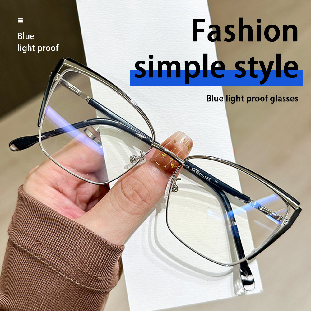 FOMAMATA Kacamata Minus Wanita Cat Eye Silinder Bluecromic Anti Blueray Kaca Mata Optik