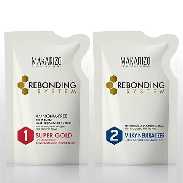 Makarizo Professional Rebonding System Kit (Step 1+Step 2) Super Gold 125 mL - Super Gold
