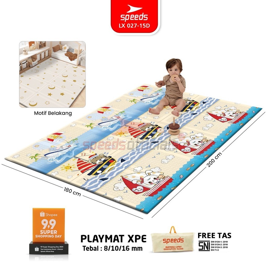 Emon Shop - Playmat Alas Tidur Matras Bayi XPE 8-10-16mm Playmate Empuk Tikar Lipat