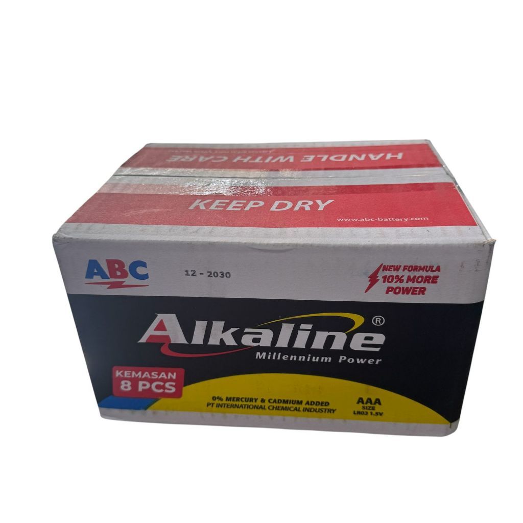 Baterai Abc Alkaline AAA isi 8 kemasan box plastik / 1 karton isi 36 box / baterai alkaline AAA isi 