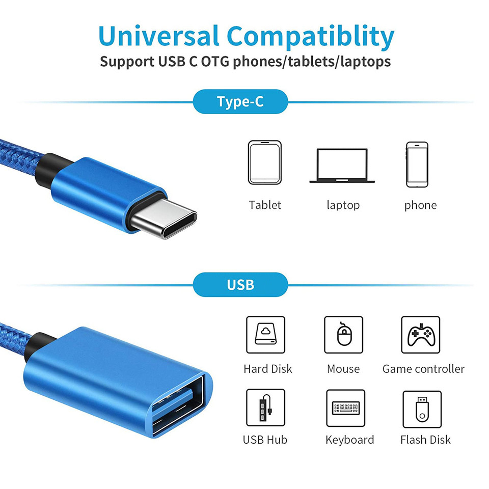 OTG Adapte Cable USB Type C to USB 3.0 A Female OTG Data Cord Adapter for Xiaomi Samsung S20 Huawei 
