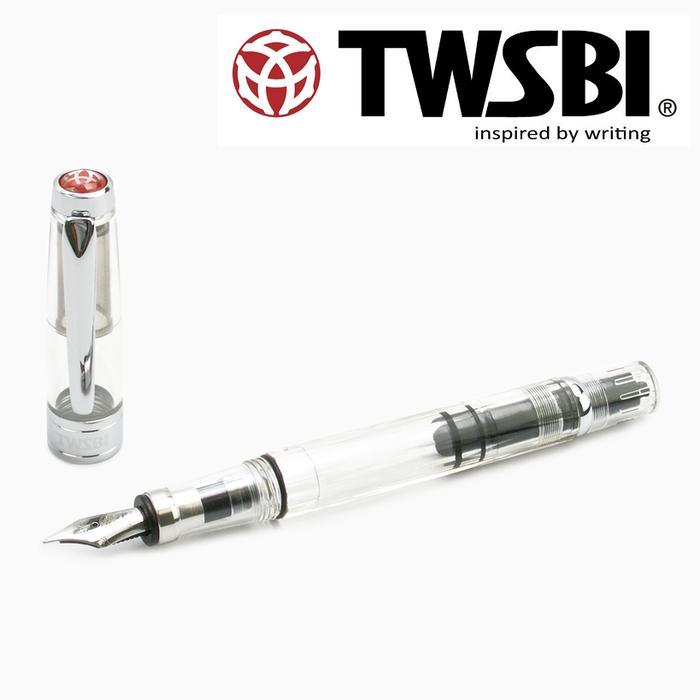 TWSBI Diamond 580 Piston Filler Fountain Pen / Pulpen Pena - Clear, SS Fine