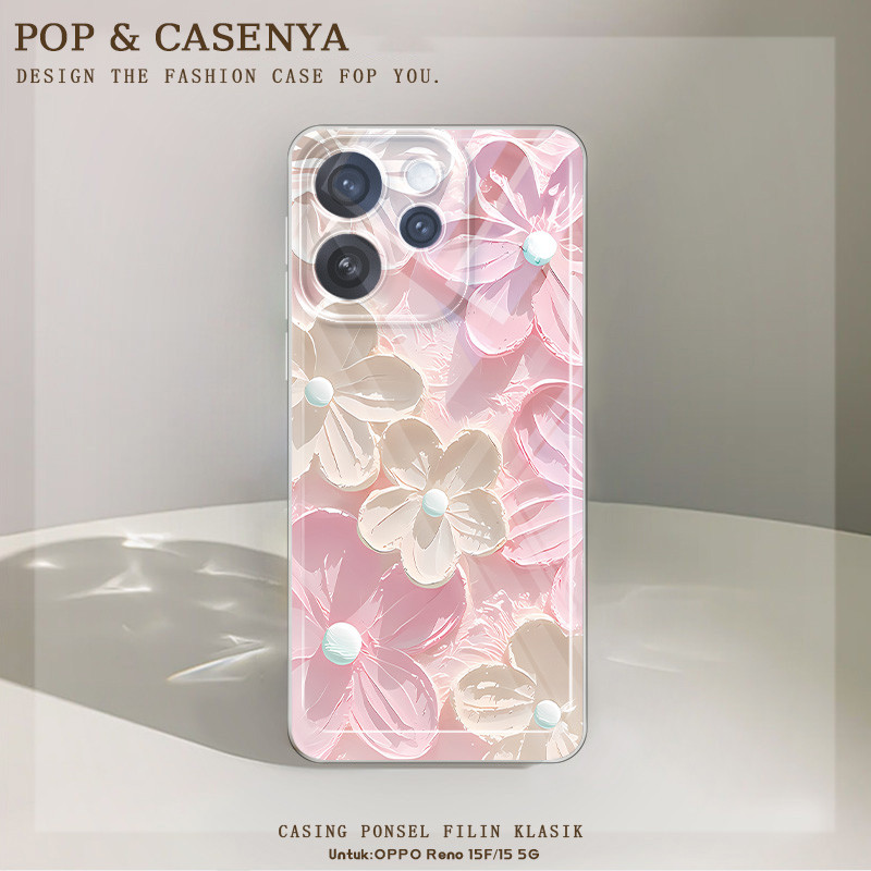 Bunga 3D Untuk Terbaru Case Hp OPPO Reno 15F 15 5G Soft Casing OPPO Reno 15F 15 5G Tk3 Couple Tekstu