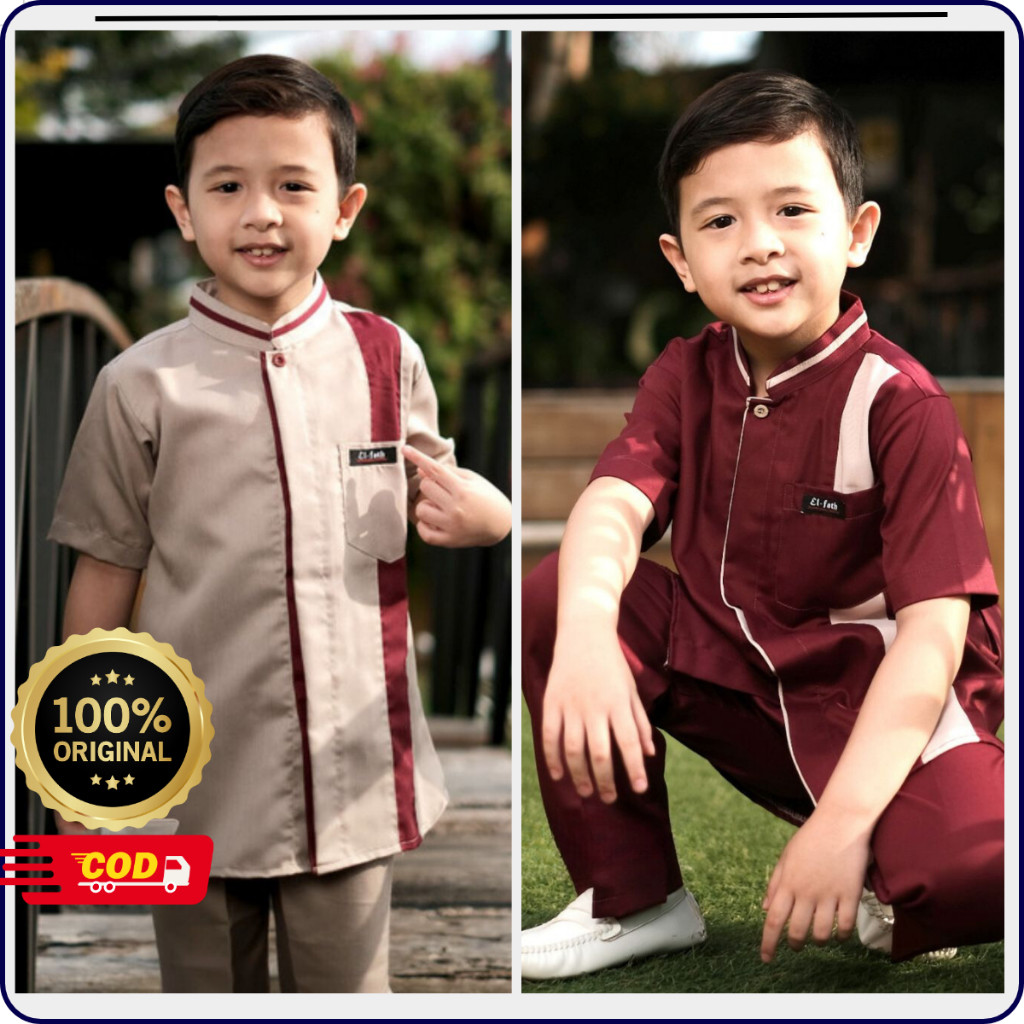 PROMO Setelan Muslim Baju Koko Anak Al-Qorni (one set) by El-fath DISKON