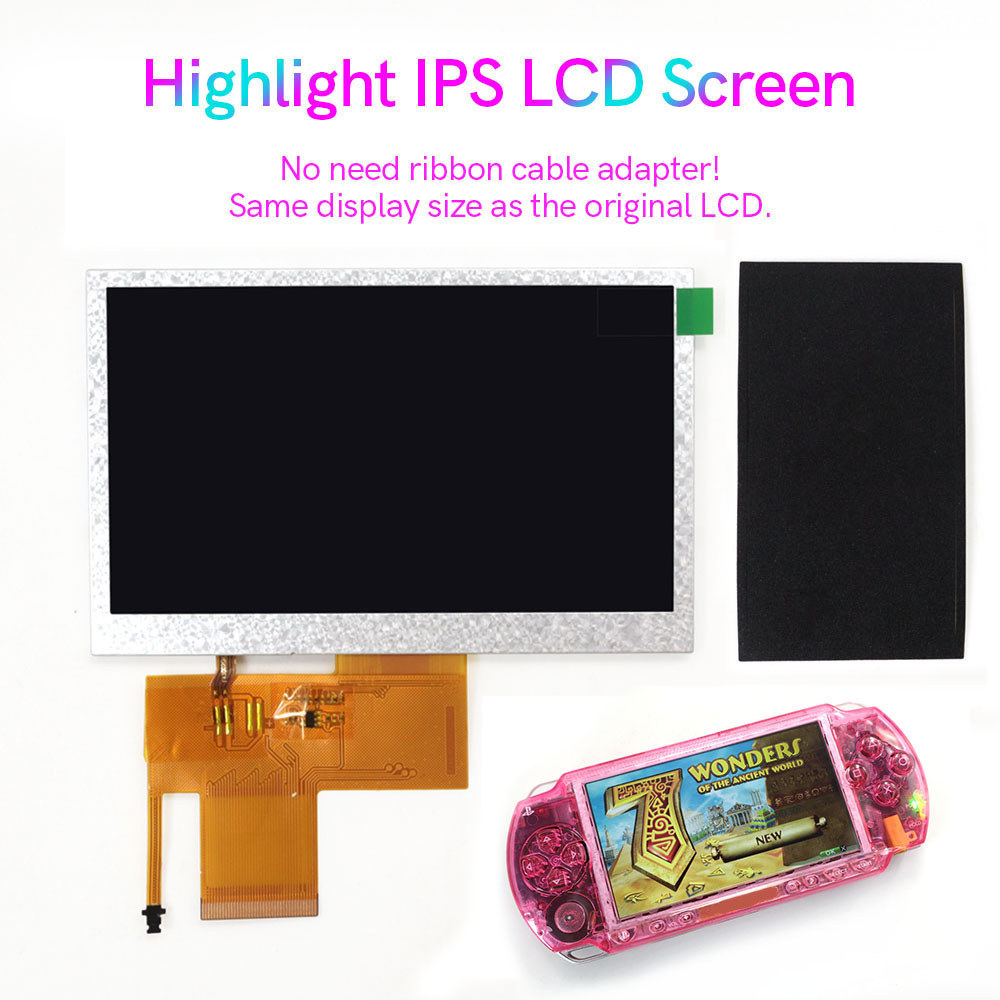 Newest IPS Highlight Highbrightness 4.3 inch LCD Screen Replacements For PSP 1000 1001 Console No Tr