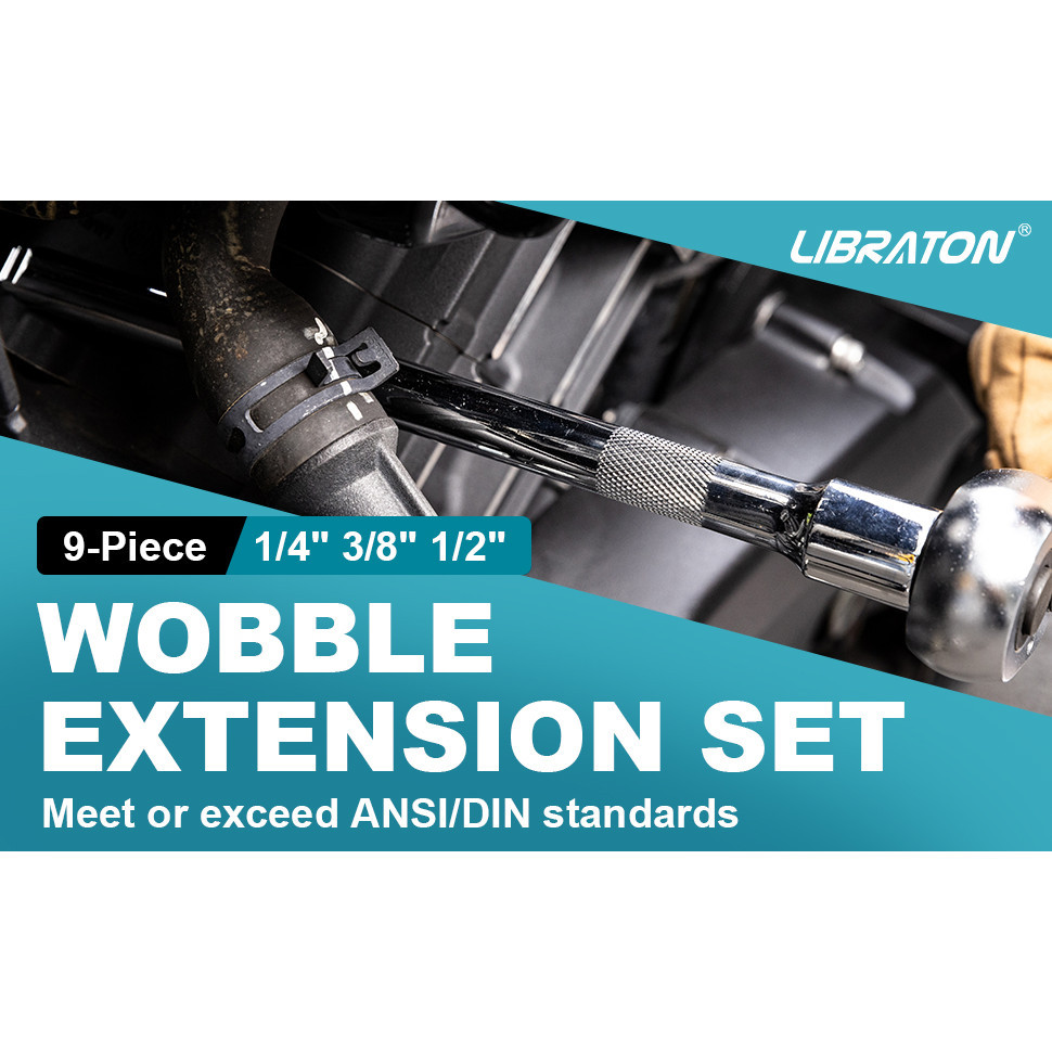 Libraton Wobble Extension Set Socket Extensions Set Ratchet Extensions 1/4" 3/8" 1/2" Wobble Extensi