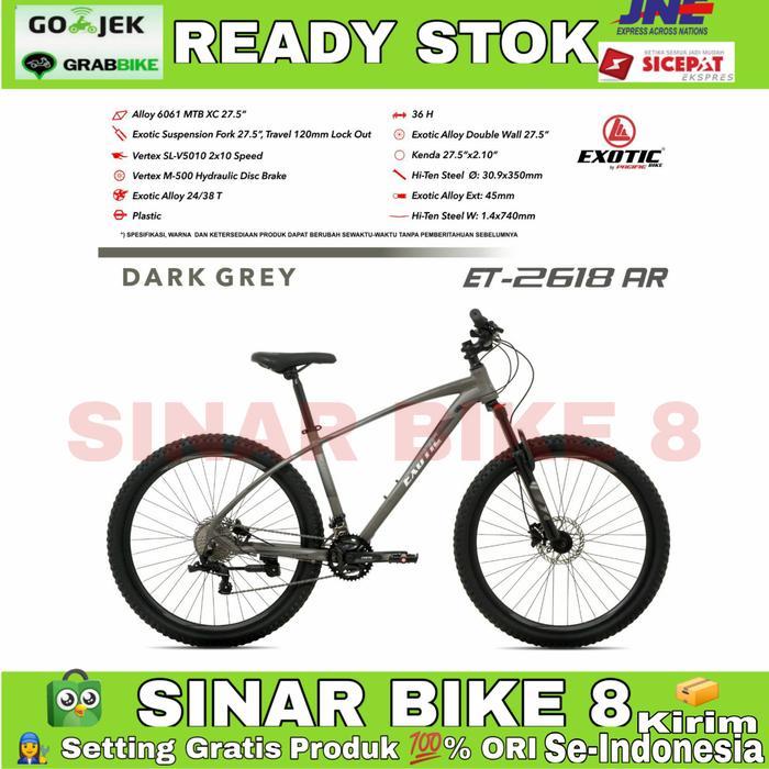 PROMO GASPOLL Sepeda Gunung 27,5 Inch MTB EXOTIC ET 2618 AR Alloy 20 Speed Hidrolik - Dark Grey
