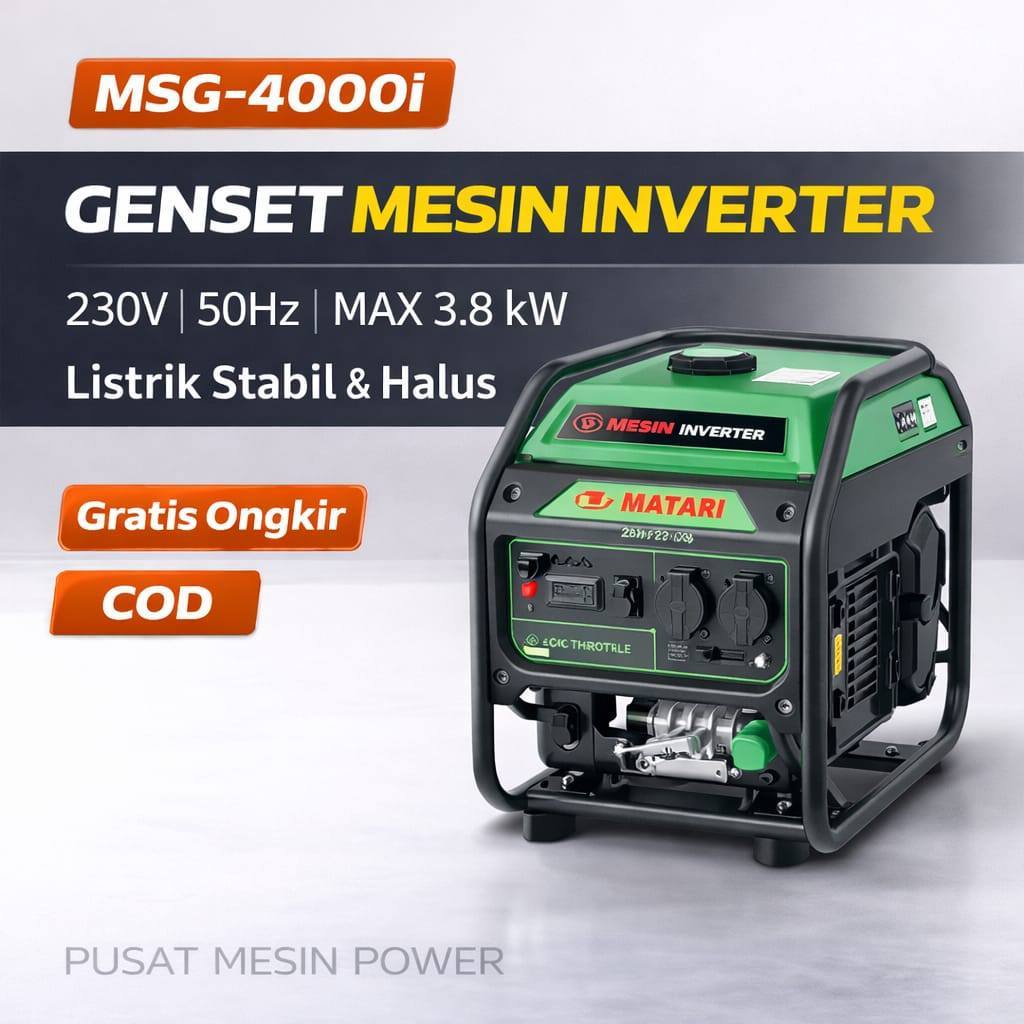 GENSET SILENT SUNYI Genset Inverter MATARI MSG-4000i Mesin Listrik Stabil, Halus & Heavy Duty Standa