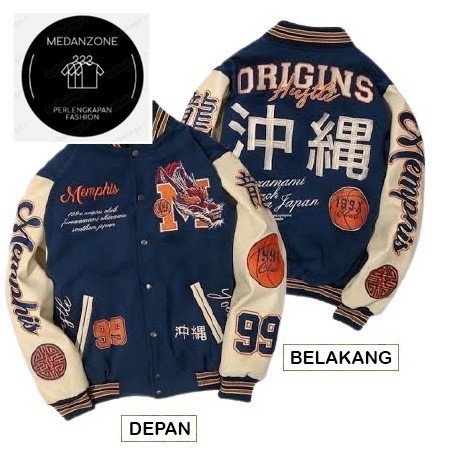 Urban - Jaket Baseball Varsity - Jaket Varsity Baseball Pria Wanita Kamikaze Jepang Fullprint