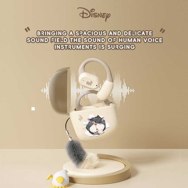 DISNEY QSO02 Earphone Nirkabel Bluetooth dengan Kualitas Suara HIFI Tajam, Tahan Air untuk Olahraga,