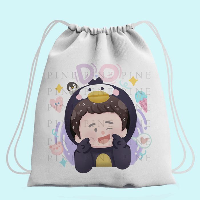 Tas Serut / Tas Gendong / String Bag dan Totebag Kanvas Bergambar Karakter Exoo Kpop Korean Tas Wani