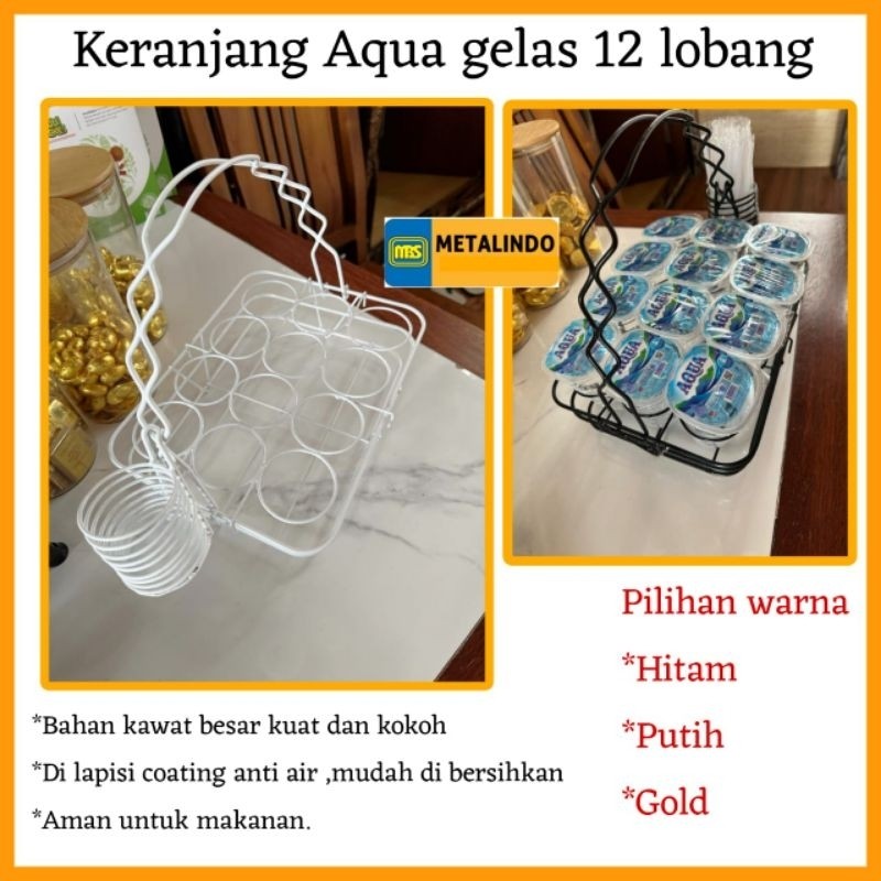Keranjang Aqua gelas mbs rak air mineral besi tempat aqua gelas 12 lobang anti karat