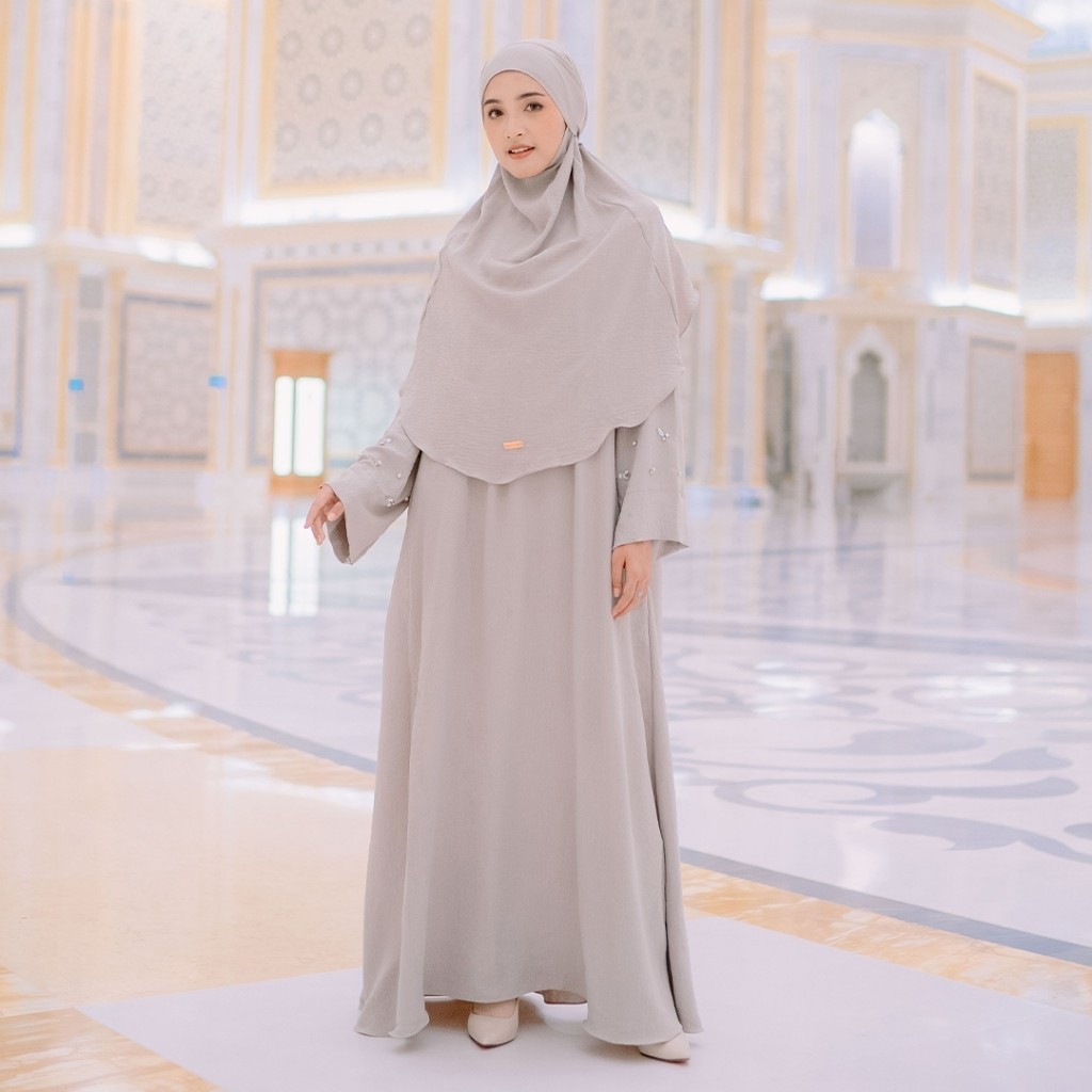 Lozy Hijab - Haiba Abaya Set (Abaya Set French Khimar Haji dan Umrah Bahan Crinkle Premium)