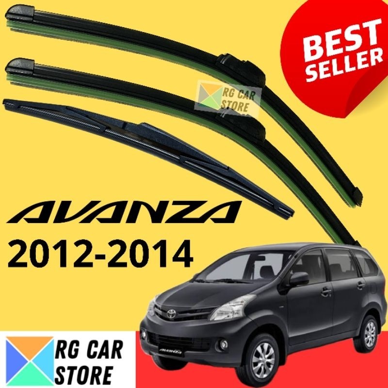 Wiper Kaca Mobil Avanza 2012-2014 Depan Belakang Frameless Full Karet