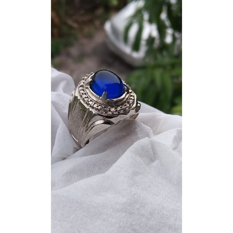 Cincin batu permata blue safir/king safir / rindu akik