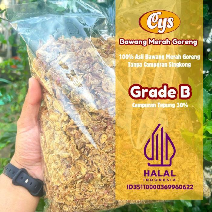 Bawang Merah Goreng 1KG Termurah, Grade B Bawang Goreng Kemasan 1000g, Bahan Masakan Rempah Instan S