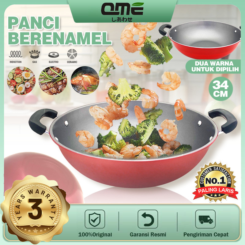 Ultra Pink Wajan Penggorengan Teflon Anti Lengket 34cm Wok