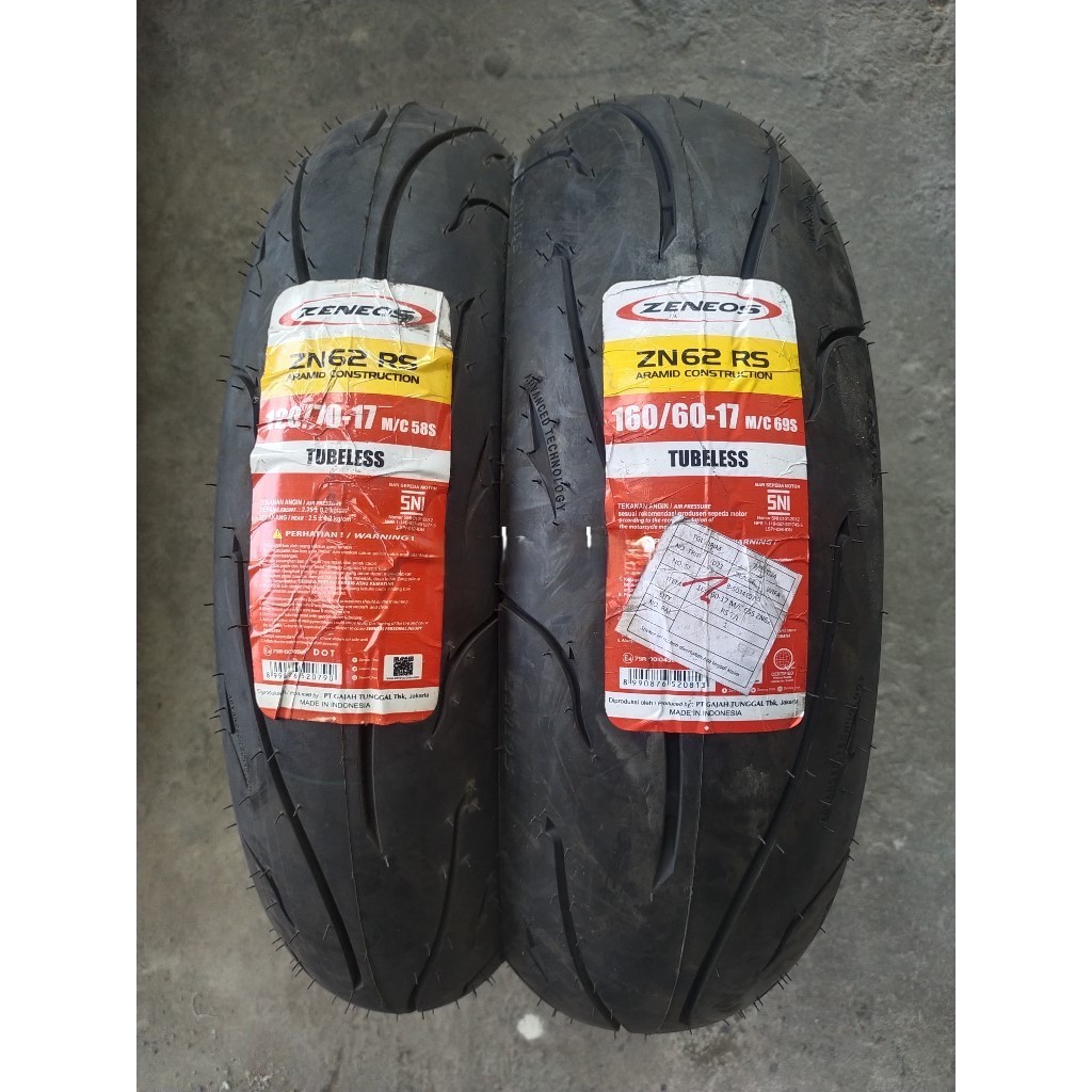BAN MOTOR ZENEOS RING 17 120/70 & 160/60 ZN62 RS RACING COMPOUND TUBELESS
